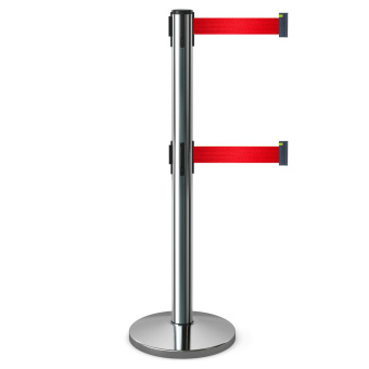 Ленточное ограждение столбик стойка с двумя лентами с двойной вытяжной лентой 3 метра