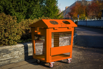 Контейнер для ТБО РСО сетчатый раздельного сбора мусора 1100 л оранжевый