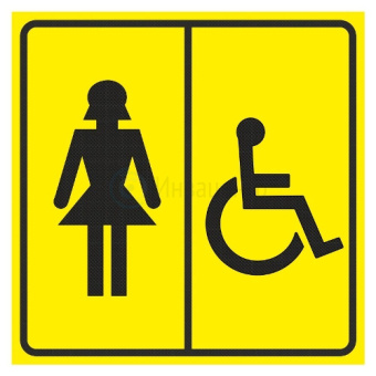 Табличка пиктограмма "Женский туалет для инвалидов" ПВХ 100*100мм