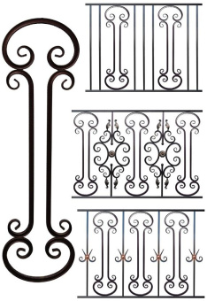 Кованый элемент ковки металлический орнамент Балясина БП-36 240х860 мм