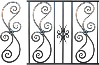 Кованый элемент ковки металлический орнамент Балясина БП-53 860х285 мм
